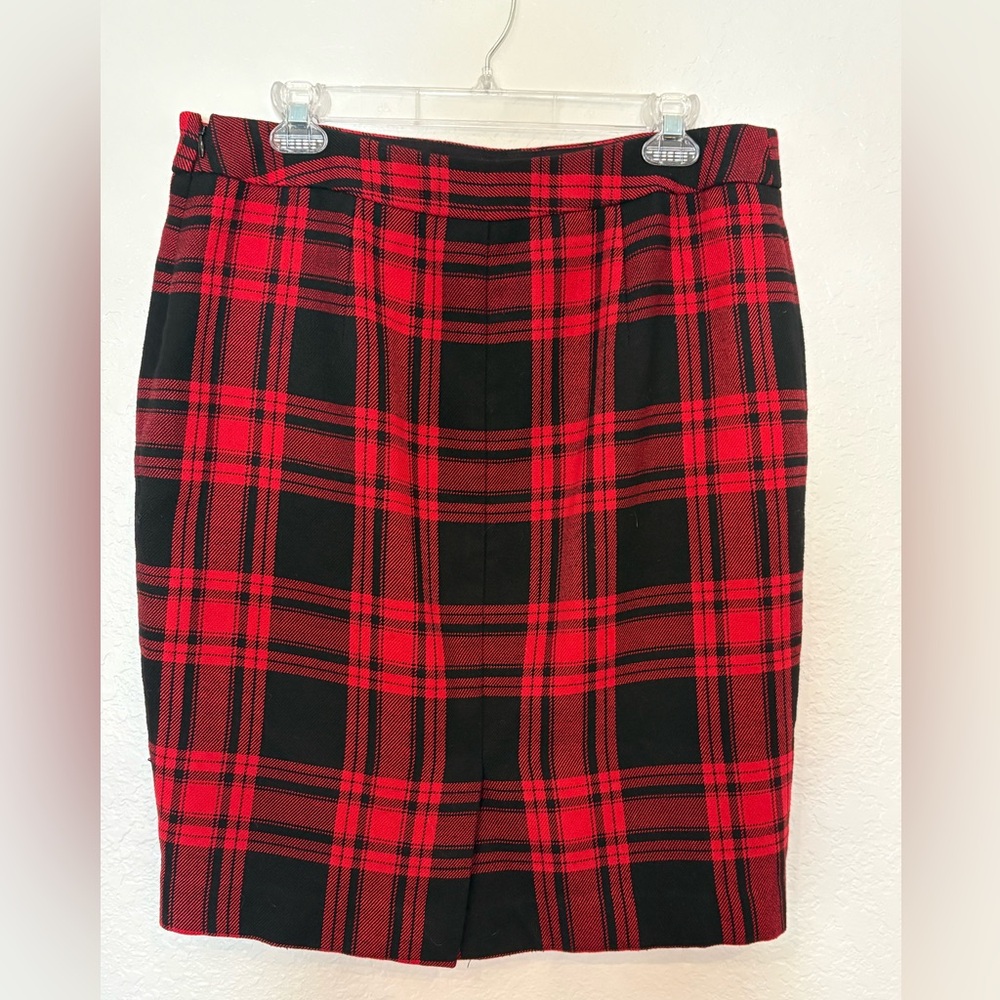The Limited Red & Black Buffalo Check Plaid Pencil Skirt Rayon Blend Size 12 ❣️ - Picture 4 of 8